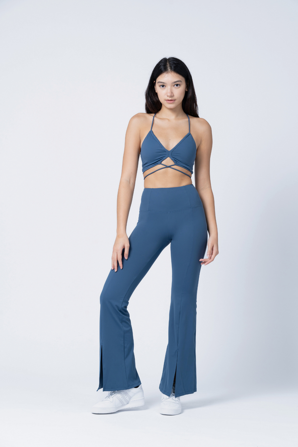 VogueMotion Slit Pants in Muted Turquoise